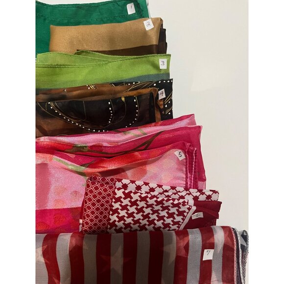 Assorted Polyester 7 Silk Scarves Lot Of 7 - Jones New York & Others - Various C - Picture 1 of 16